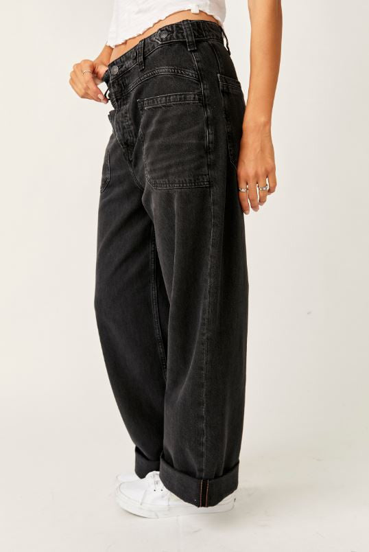 Palmer cuffed jean in outer space side view