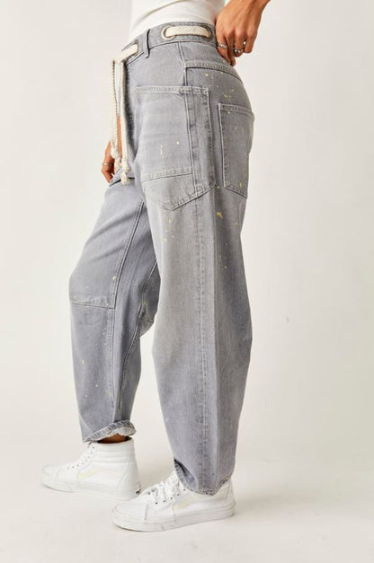 Moxie low slung barrel jeans in little darlin side view