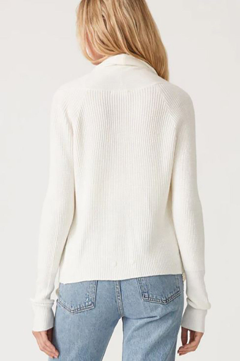 Tie front coatigan in ivory back view