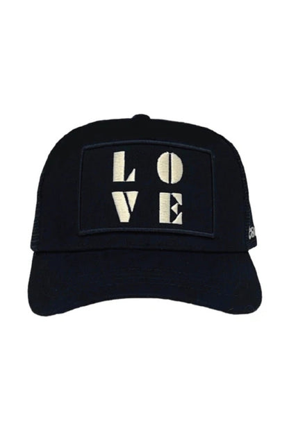 LOVE TRUCKER HAT IN BLACK FRONT VIEW