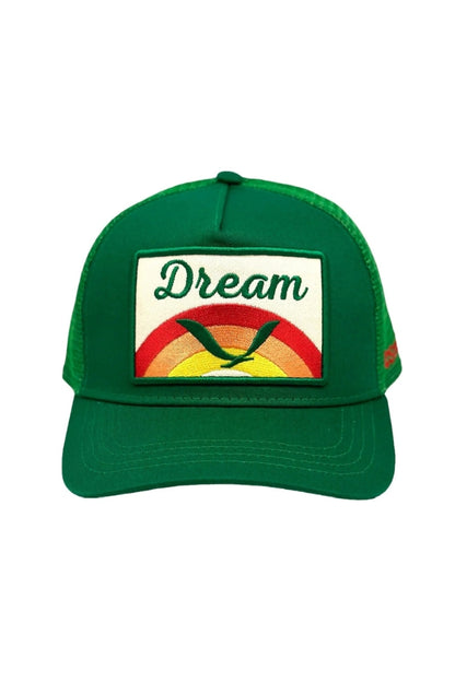 DREAM TRUCKER HAT IN GREEN FRONT VIEW