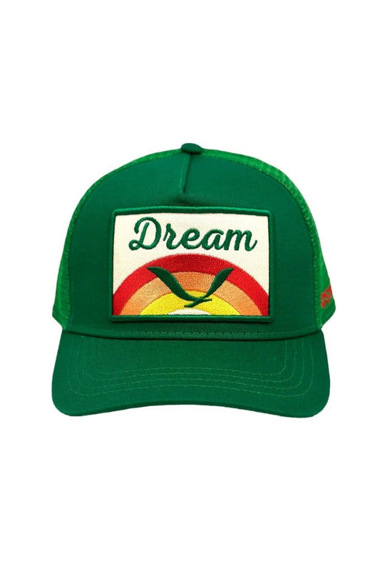 DREAM TRUCKER HAT IN GREEN FRONT VIEW