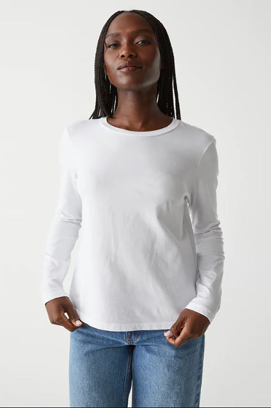 Clarissa long sleeve tee in white front view