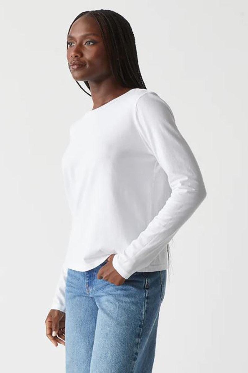 Clarissa long sleeve tee in white side view