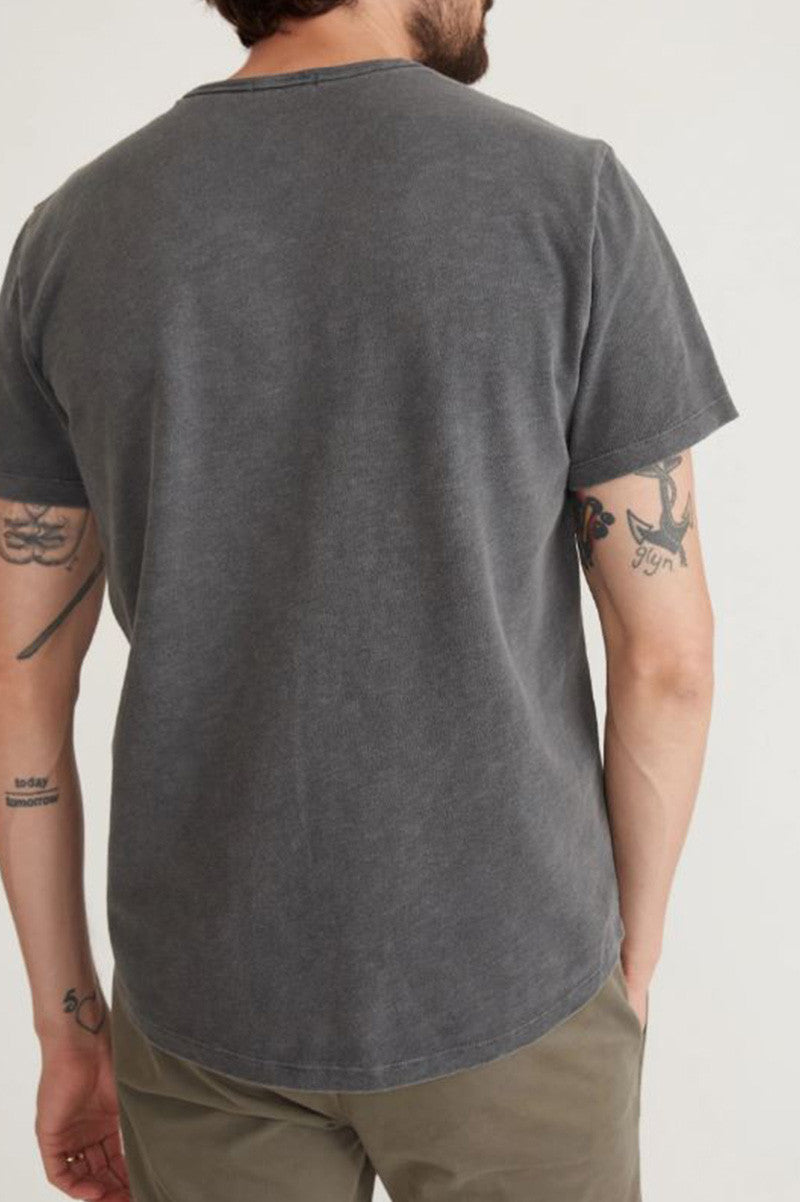 Short sleeve vintage heavy slub pocket tee in forged iron back view