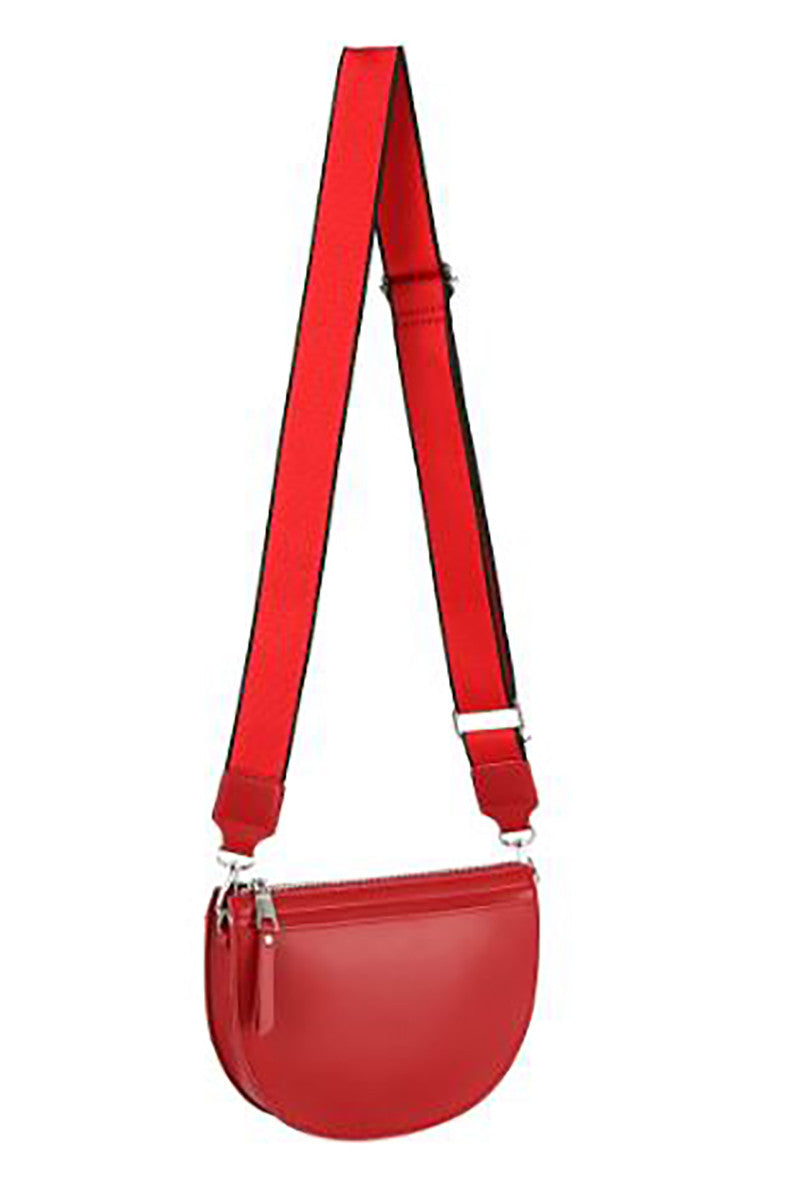 Smooth zipper crossbody bag in red