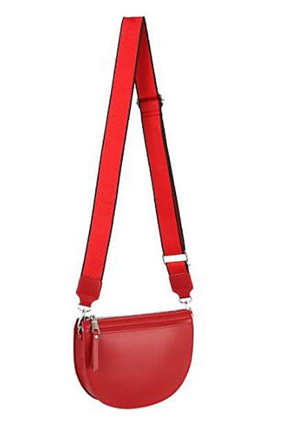 Smooth zipper crossbody bag in red