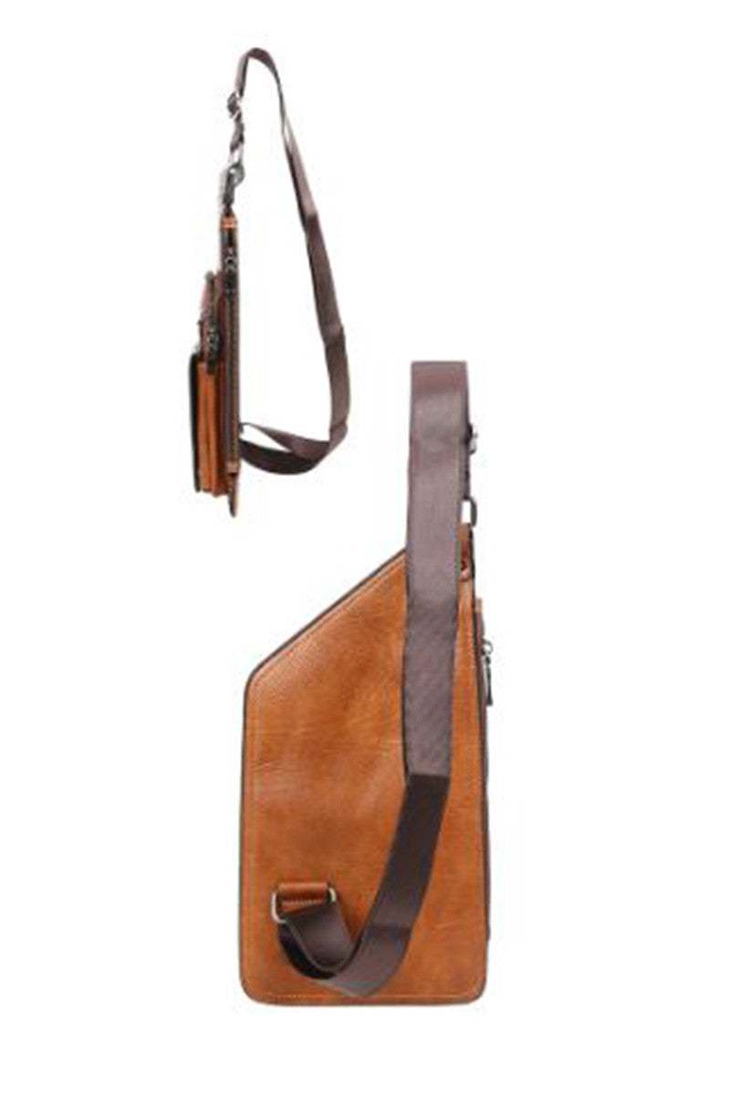 Sling bag crossbody bag in brown back view