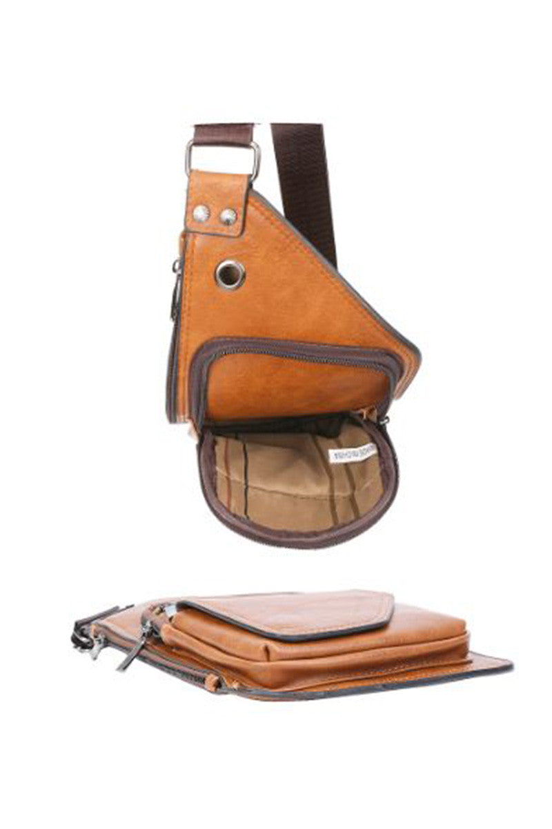 Sling bag crossbody bag in brown inside view