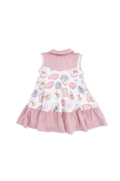 COWBOY BODYSUIT DRESS IN RODEO PATCHES PINK BACK VIEW