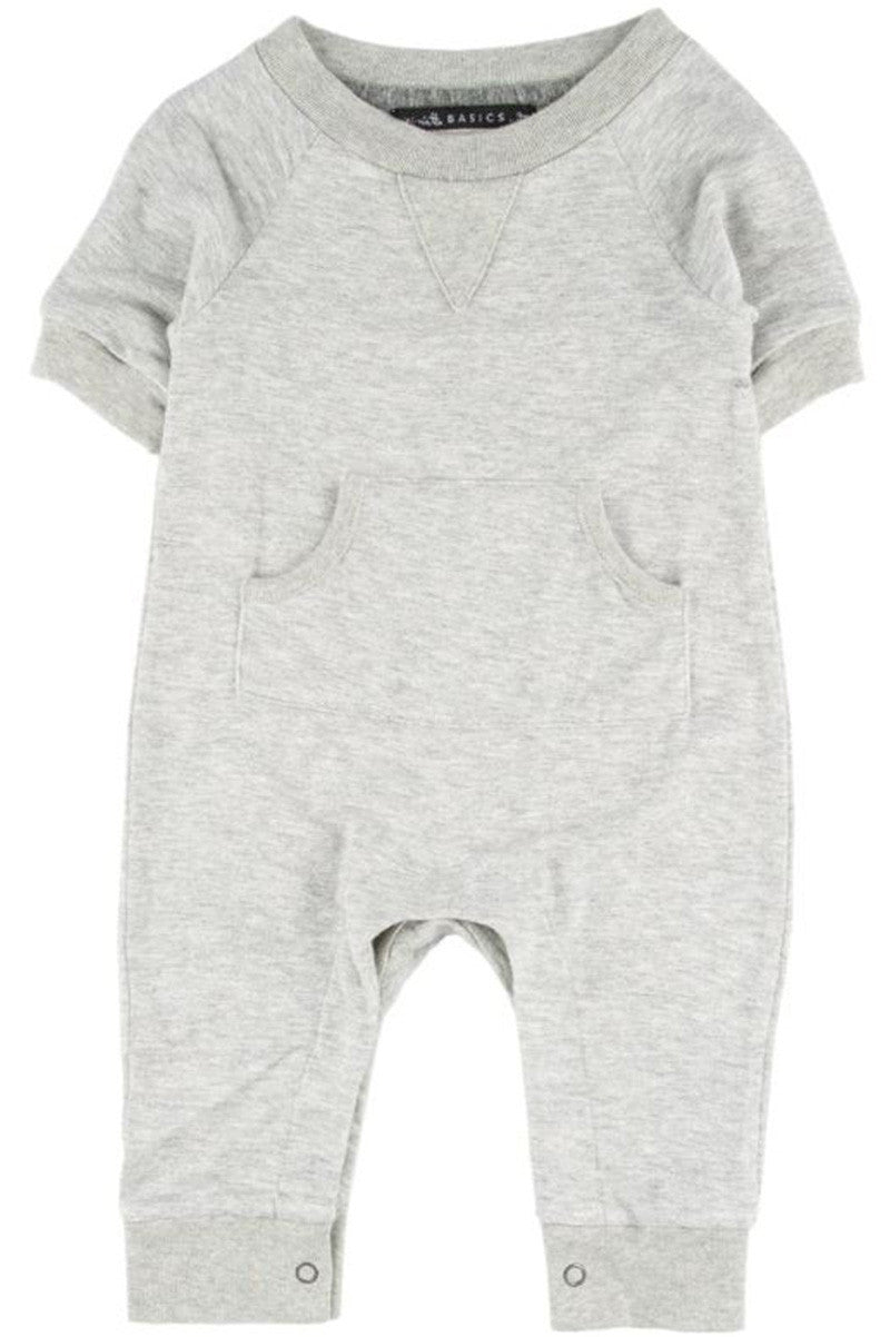 Casey Romper in moon grey front view