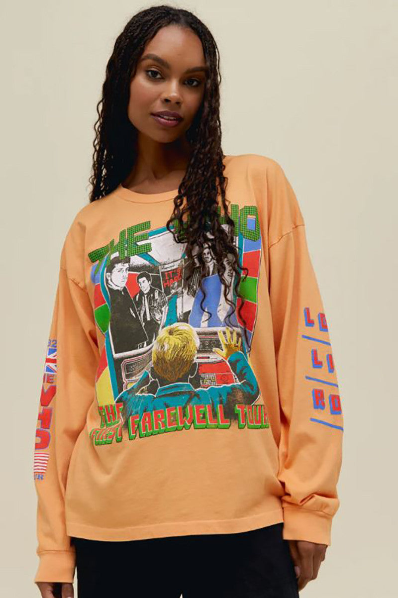 The who farewell tour in long sleeve in vintage peach front view