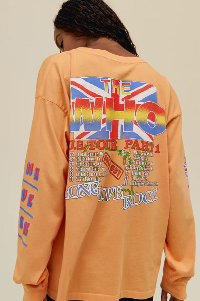 The who farewell tour in long sleeve in vintage peach back  view