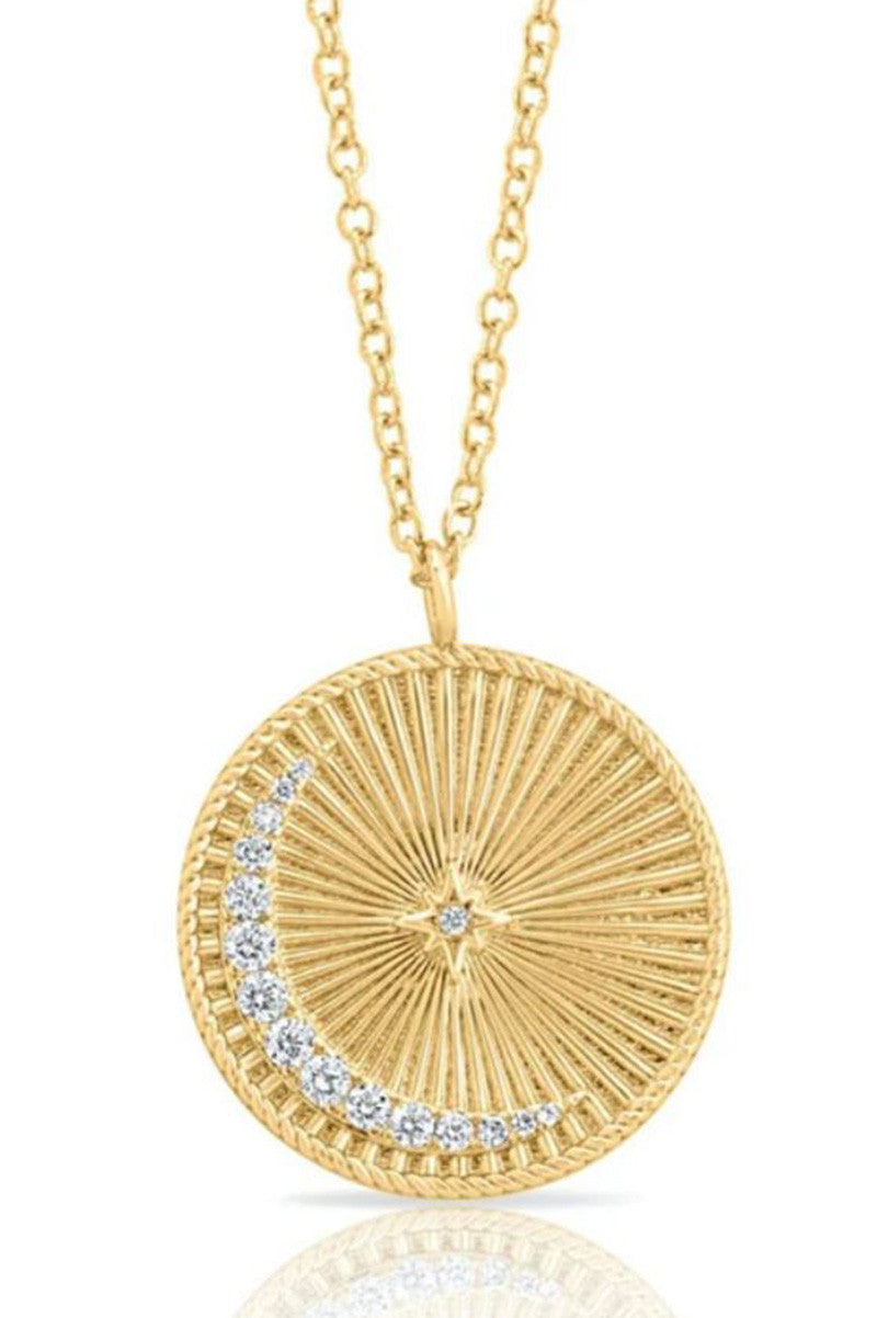 Celestial coin pendant in gold