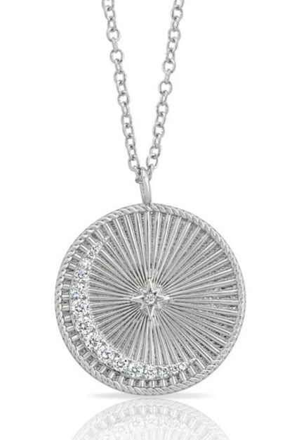 Celestial coin pendant in silver