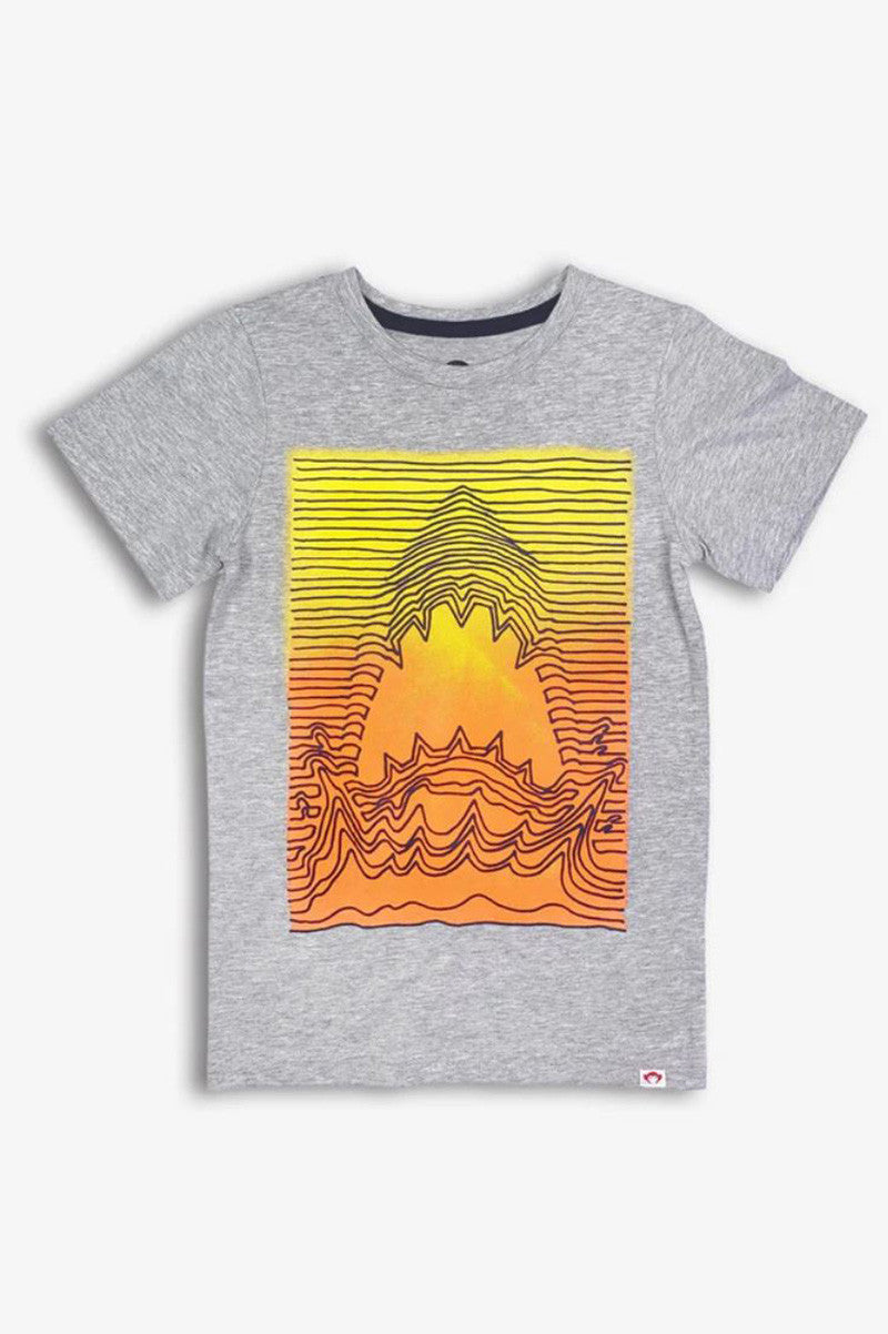 Short sleeve line shark tee in heather mist front view