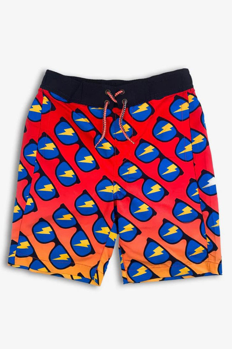 Swim trunk with sunglasses in fire red