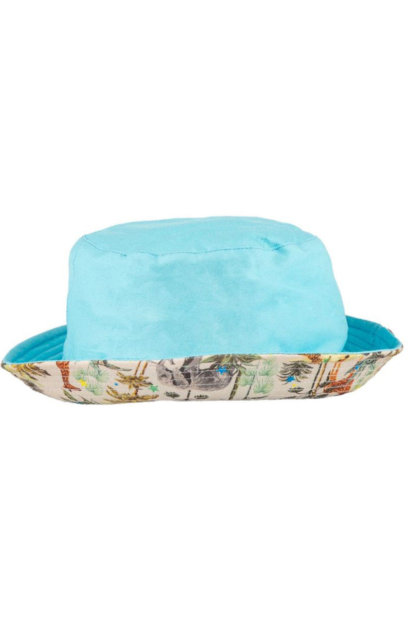 reversible bucket hat in safari solid turquoise view