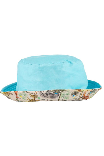 reversible bucket hat in safari solid turquoise view