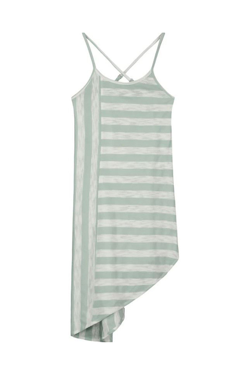 Cindy dress in green ivory stripe front view