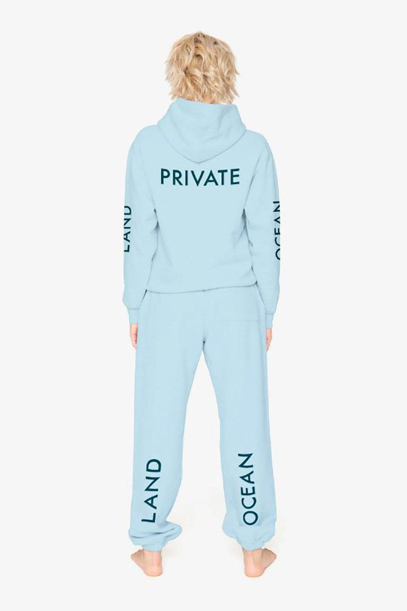 Malibu colony hoodie in light blue back view