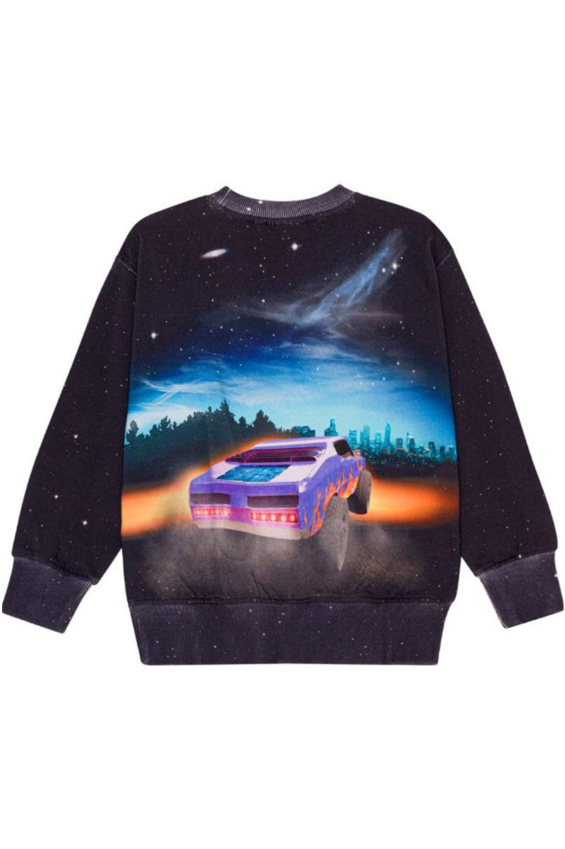Mattis sweatshirt in flame car back view