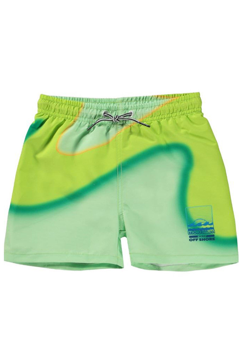 Niko swim shorts in lime wave front view
