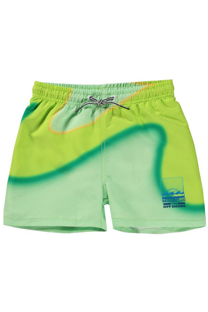 Niko swim shorts in lime wave front view