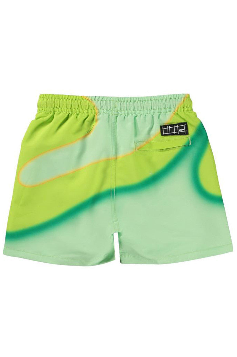Niko swim shorts in lime wave back  view