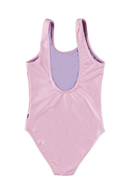 Nika one piece swimsuit in lilac smile back view