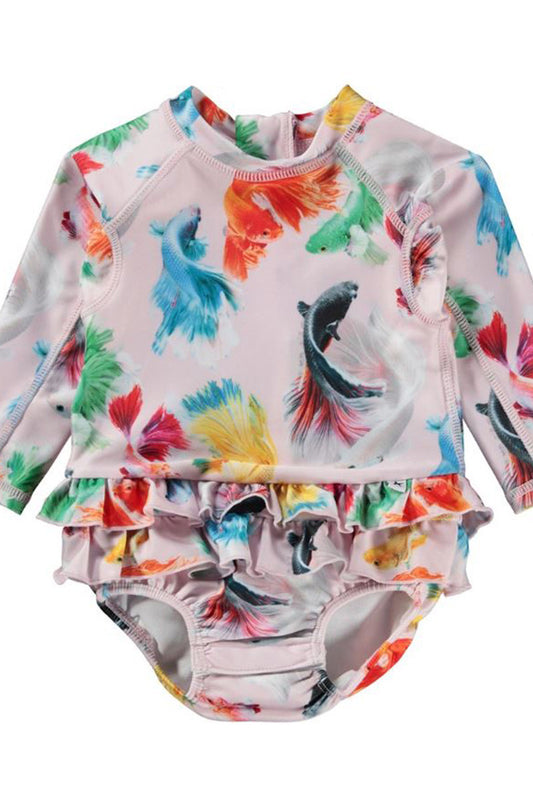 Narice long sleeve swimsuit in betta flowers front view