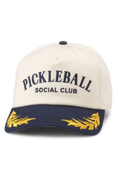 Pickleball social club captain hat in black ivory front view