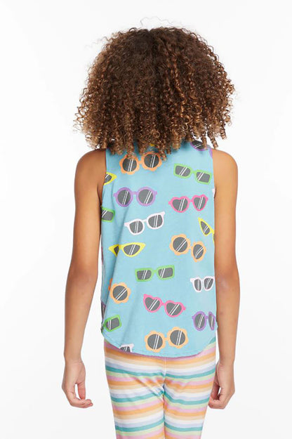 girls crazy sunglass muscle tee back, wind