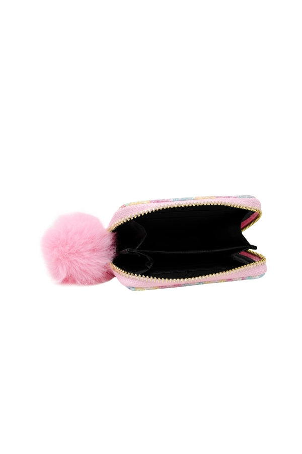 GLITTER HEART SEQUIN WALLET IN PINK INSIDE VIEW