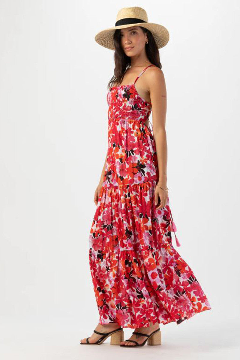 Kailani maxi dress in fiji flowers red side view