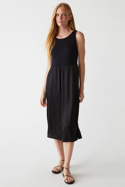 Brigette media tank midi dress in black front view