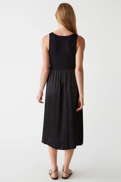 Brigette media tank midi dress in black back view