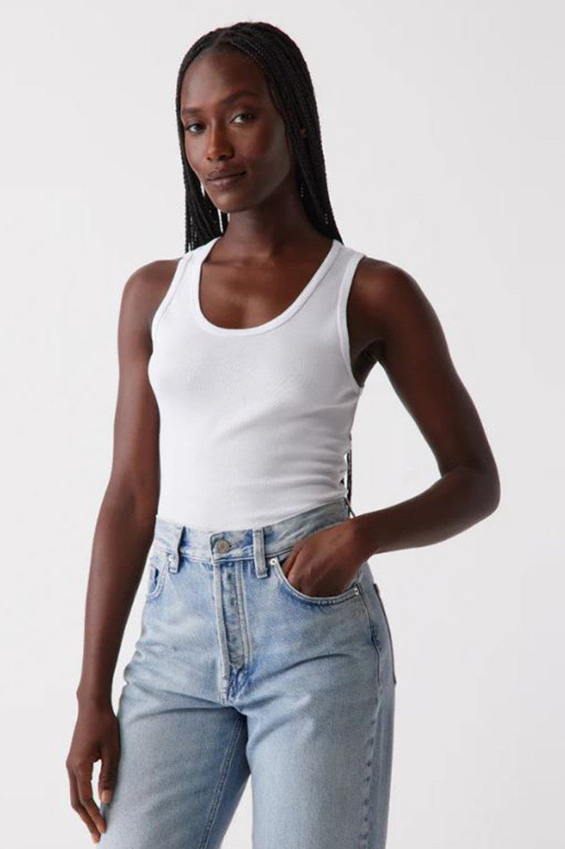 JUNO scoop-neck tank top, WHITE