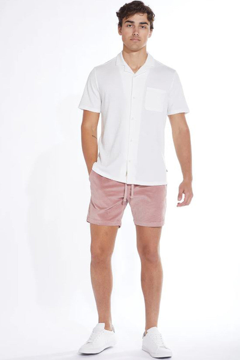 Plata s/s textured knit button up in WHITE front style view 