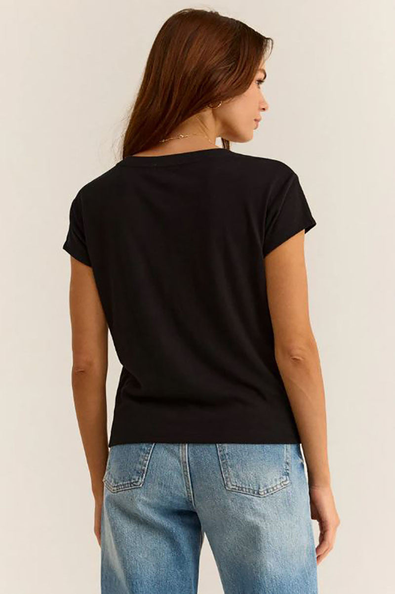 Modern Tri blend vneck tee in black back view