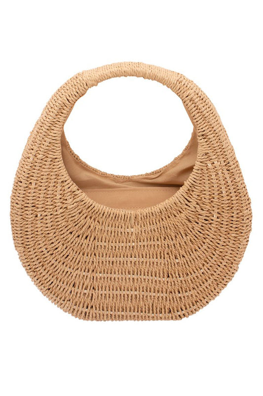  ROUNDED WOVEN STRAW TOTE