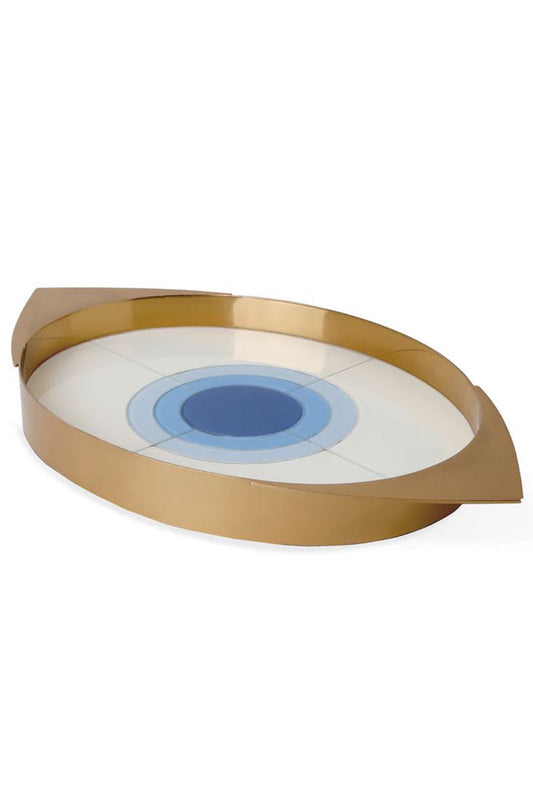 HARLEQUIN EYE TRAY BLUE WHITE GOLD