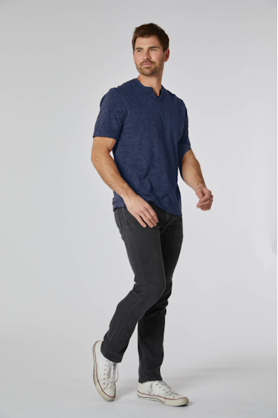 Slub JS short sleeve notch vneck tee in royal navy