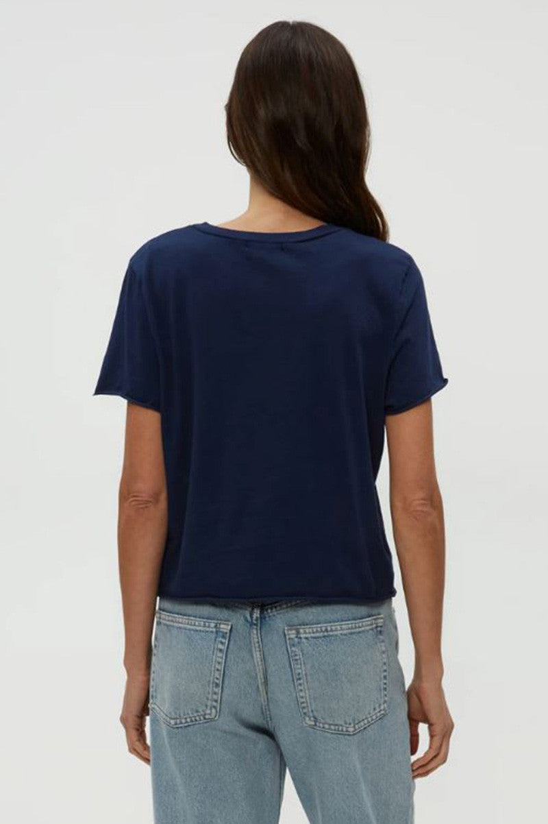 Jackie Raw Edge crew neck tee in nocturnal back view