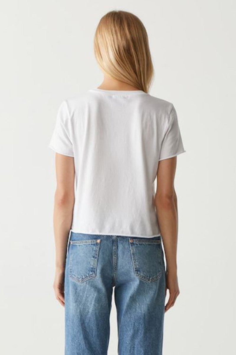 Jackie Raw Edge crew neck tee in white back view