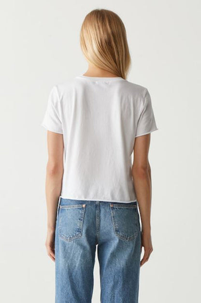 Jackie Raw Edge crew neck tee in white back view