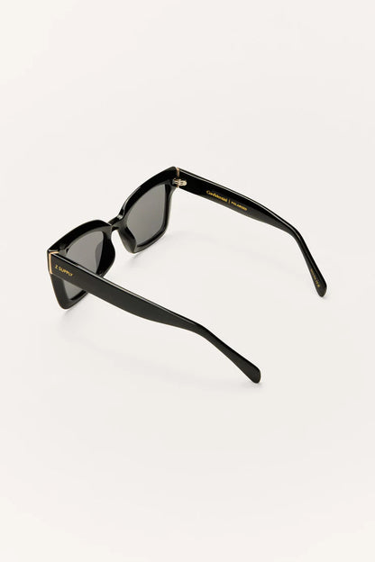 Z SUPPLY CONFIDENTIAL sunglasses, angled black frame with dark lenses