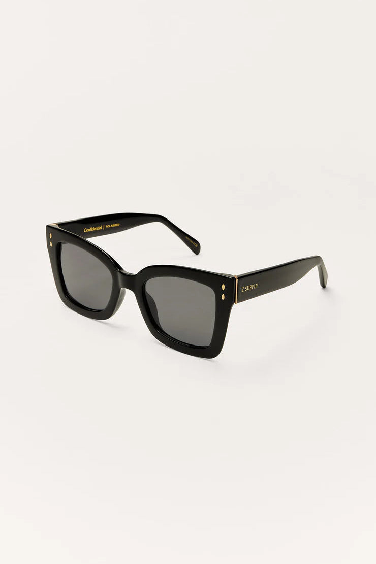 CONFIDENTIAL sunglasses, black frames with dark lenses