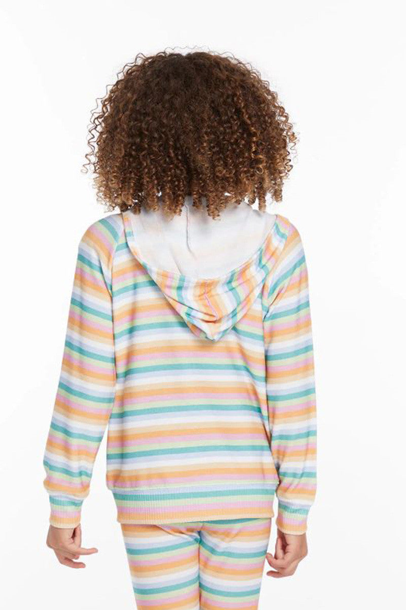 Alana zip up in sunshine stripe back view