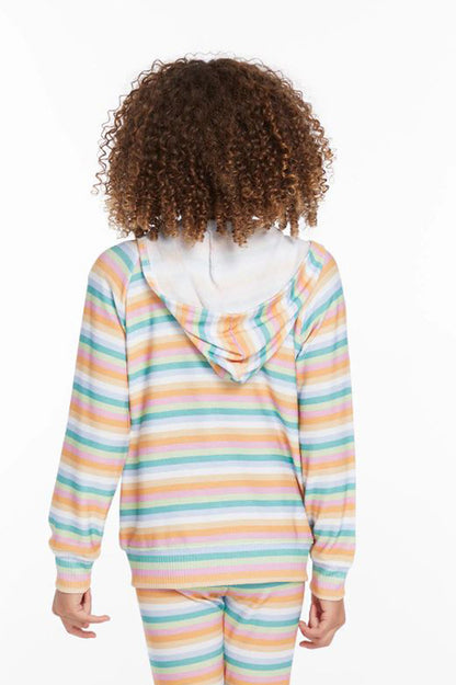 Alana zip up in sunshine stripe back view